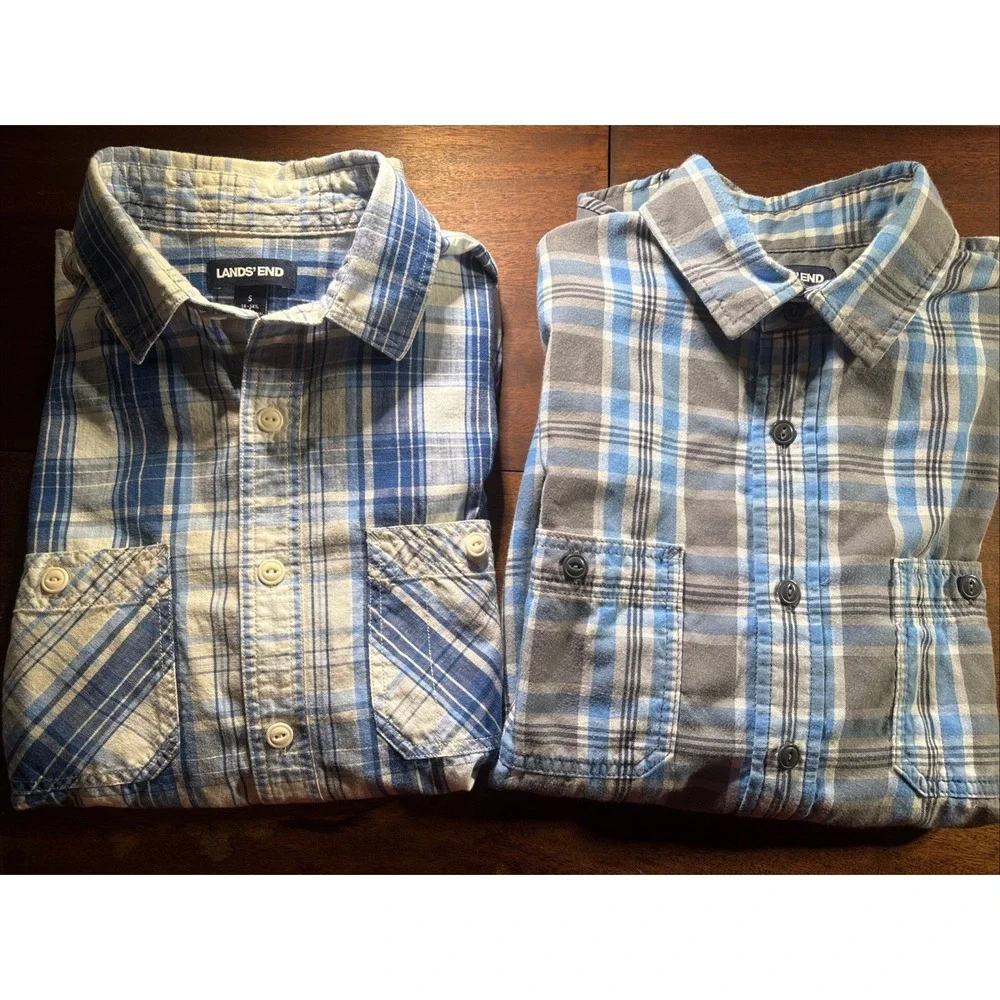 Lands' End Men's Size Small Plaid Button-Down Shirts Traditional Fit. Outdoor.‎